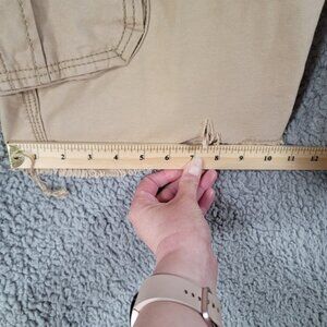 Axel Cargo Shorts Mens 34 Tan Khaki Utility Outdoor Distressed Fringe Hem Summer